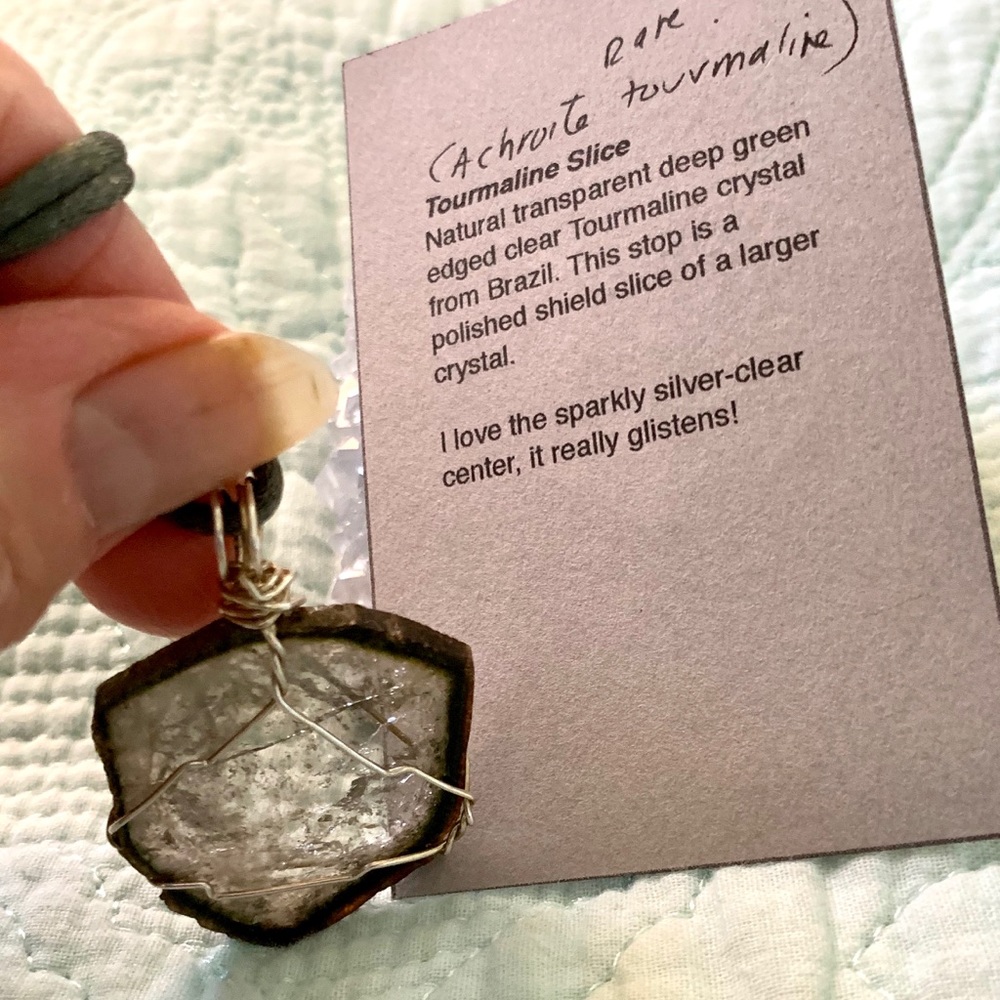 Tourmaline polished crystal slice Pendant - Picture 5 of 8